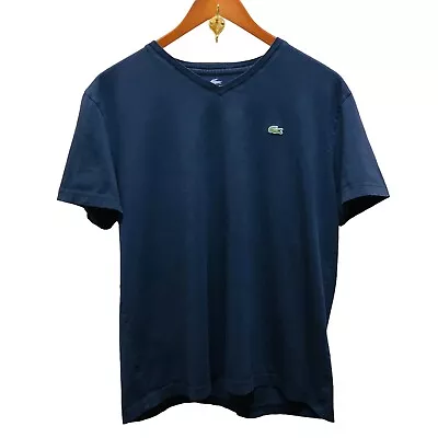 $13.99 • Buy Lacoste Men's V-Neck Pima Cotton T-Shirt Size 6 Navy T20