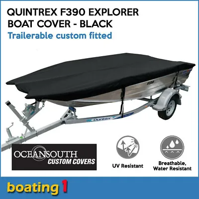 $200 • Buy Oceansouth Custom Fit Trailerable Boat Cover For Quintrex F390 Explorer - Black 