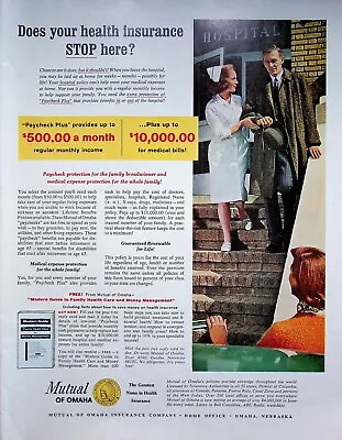 1964 Mutual Of Omaha Life Insurance Vintage 60s Print Ad Nurse Medical Hospital • $11.99