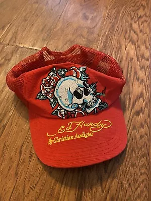 Don Ed Hardy Designs Hat Cap Snapback Trucker Red New York City Skull • $10