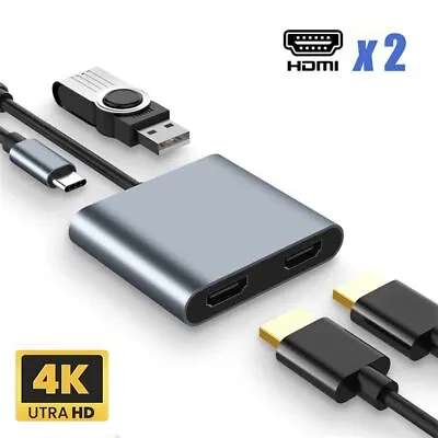 $26.66 • Buy 4 In 1 Adapter Screen Expansion Type-C To Dual HDMI Docking Station USB C Hub
