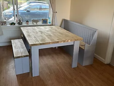 Chunky Wooden Farmhouse Style Dining Table Rustic Oak • £280