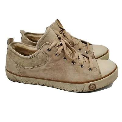 UGG Evera Shoes Sneakers Womens Size 10 Sheepskin Suede Comfort 1888 Beige • £37.95