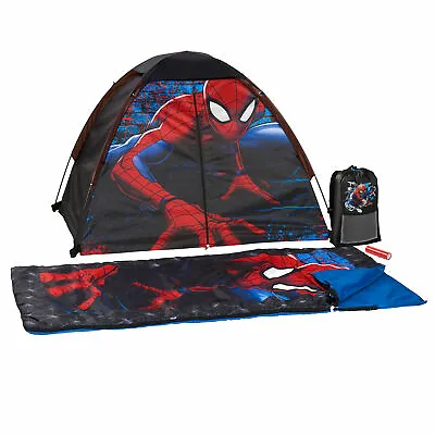 Exxel Marvel Spiderman Outdoors Kids 4 Pc Camping Set With Tent & Sleeping Bag • $69.99