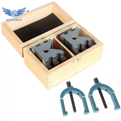 $53.79 • Buy Multi-Use 2-3/8  X 2-3/4  X 2  V-Block And Clamp Set Hardened Steel Precision