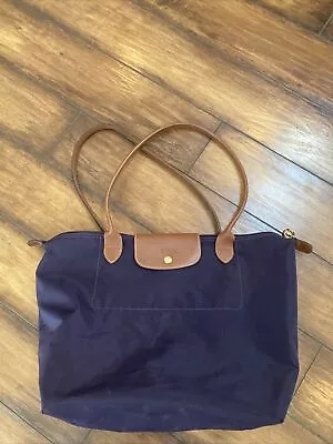 LONGCHAMP WOMEN'S TOTE BAG DARK PURPLE Eggplant 18x12 INCH • $49