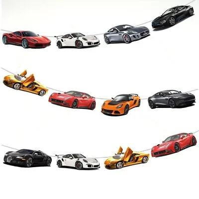 Sports Racing Cars Bunting Birthday Events Party Decorations 12pcs / 2.5m Ribbon • £6.95