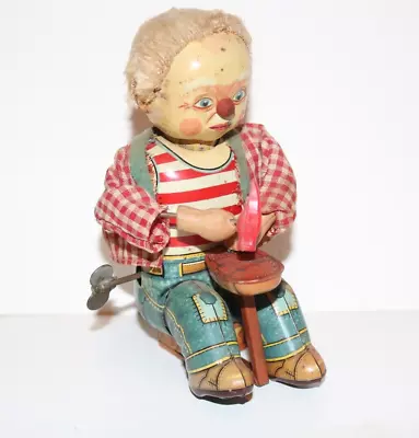 Vintage Alps Japan Little Shoemaker Cobbler Tin Mechanical Wind Up Toy (Working) • $69