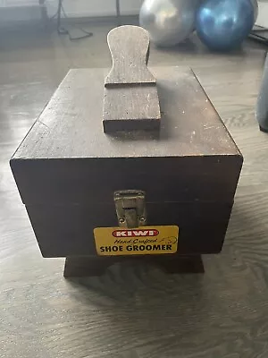 Vintage Kiwi Hand Crafted Shoe Groomer Wooden Shoe Shine Box W/ Shoe Polish Kit • $30