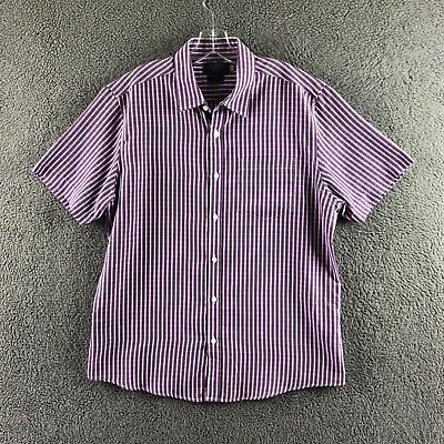 £10.99 • Buy Mens Atlantic Bay Soft Touch Size Large Purple Mix Check Short Sleeve Shirt