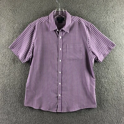 £10.99 • Buy Mens Atlantic Bay Soft Touch Size Large Purple Mix Check Short Sleeve Shirt