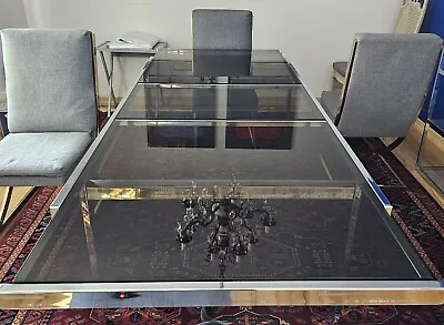 1970’s Mid Century - Milo Baughman Style Chrome & Glass Extension Dining Table • $1050