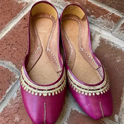 £24.23 • Buy Khussa -Size US 6-Magenta  Khussa Leather Handmade Shoes Made In Pakistan-EUC