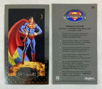 CHEAP PROMO CARD: SUPERMAN MAN OF STEEL PREMIUM (Skybox 1994) #SP1 Foil Platinum • $2.50