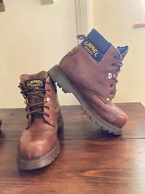 American Made Mens Size 9  Chunky Sole Rugged Outdoor Boots Genuine Camel Brand • £25