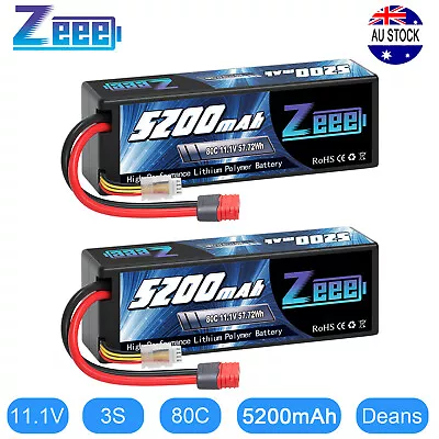 2x Zeee 3S LiPo Battery 5200mAh 80C 11.1V Deans For RC Car Helicopter Truck Boat • $90.99