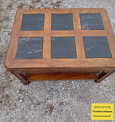 Mid Century Black Tile Pecan Coffee Table By Drexel    (CT-108) • $499