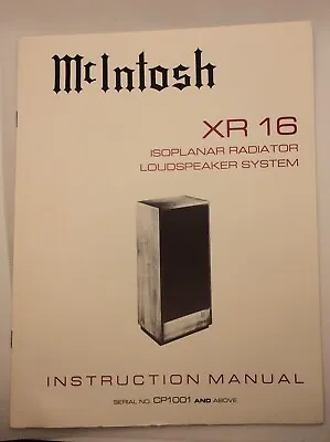 Vintage McIntosh XR 16 Owner’s Manual • $35