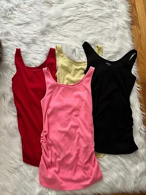 Old Navy First Layer Rib Knit Side Shirred Maternity Tank Top Medium Lot Of 4 • $29.99