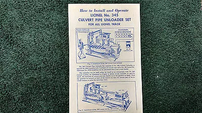  Lionel # 345 Culvert Pipe Unloader Set Instructions Photocopy • $5