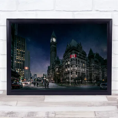 £39.99 • Buy City Cityscape Night Street Canada Flag Buildings Urban Wall Art Print