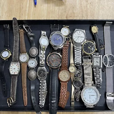 Men/Women Watches Lot 18 Pcs Repairs/Parts Only Gruen Fossil Seiko Geneva Skagen • $23