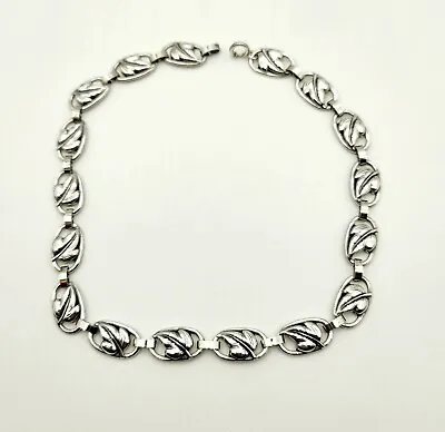 $59 • Buy Danecraft Sterling Silver Vintage Classic Leaf Link Necklace 15  32g Art Noveau