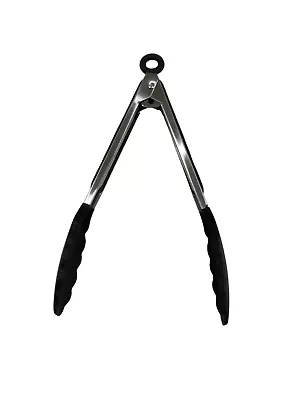   Sleek And Functional: 9-Inch Stainless Steel Kitchen Tongs With Black Plastic  • $8.99