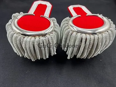 Marching Band Silver Moon Epaulettes Silver Heavy Spiral Fringe Epaulettes • $74.59