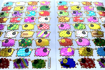 SHEEP STICKERS X 2 Sheets Metallic *top Quality* Rainbow Colours Gold Outline • £2.39