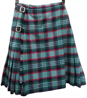 Vintage Plaid Skirt Green Tartan Kilt XS Tailored ROCHELLE LONDON WOVEN SCOTLAND • $48.02