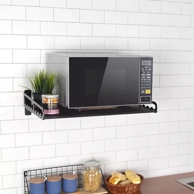 Microwave Rack Shelf Black Kitchen Storage Wall Mounted Shelf • £19.99