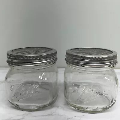 Ball  Mason 1/2 Pint Clear Jars With SPROUT Lids Lot Of 2 • $27