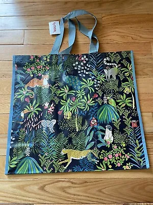 TJ Maxx Shopping Gift Bag Jungle Tiger Monkey Orchid Bird Reusable Big Tote New • $5