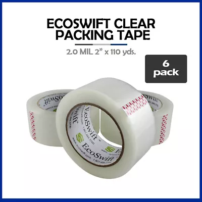 6 Rolls  EcoSwift Brand Packing Tape Box Packaging 2.0mil 2  X 110 Yard (330 Ft) • $19.48