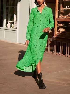 Mint Velvet Size 14 Green & Navy Spot Print Dress BNWOT RRP £189 • £60