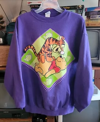 Vintage 90’s Winnie The Pooh And Tigger Disney Purple Crewneck Sweatshirt Large • $26.99