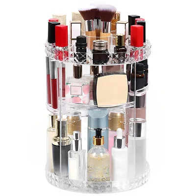 £18.84 • Buy 360° Rotating Makeup Organiser Acrylic Cosmetic Storage Shelf Display Stand Box