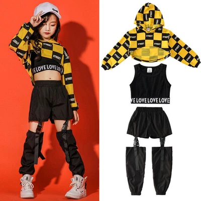 £9.05 • Buy Girls Hip Hop Clothes Set Kids Jazz Street Dance Performance Outfit Cargo Pants