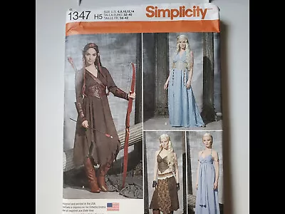 Simplicity 1347 Fantasy Costume Pattern Size 6-14 H5 Medieval Elf Princess Uncut • $11