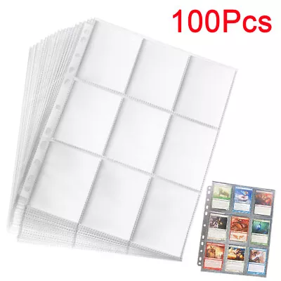 100 Sheets Double-Sided 9-Pocket Pages Trading Card Sleeves Pages Collectors UK • £9.99