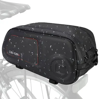 Waterproof Bike Pannier Rack Bag Rear Seat Saddle Trunk Bag Bicycle Bag Black • £14.83