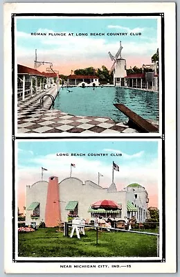 Postcard IN Michigan City Indiana Long Beach Country Club Pool IN02 • $7.99