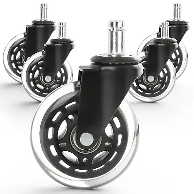 Set Of 5 Office Chair Caster Rubber Swivel Wheels Replacement Heavy Duty 3 Inch • $18.80