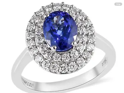 ‘Rhapsody' Stunning 2cts  AAAA Tanzanite And Diamond Halo Ring In 950 Plat #L • £2250