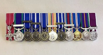 £143 • Buy Court Mounted Miniature Medals, MBE, GSM, NATO, Iraq, Afg, Jubilee, ACSM, LSGC