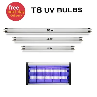 10W 15W 18W T8 Fluorescent UV Light Bulb Tube Fly Bug Zapper Insect Killer Bulbs • £19.97