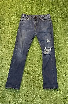 Levis 508 Regular Taper Distressed Dark Wash Blue Jeans. Mens Size 33 X 32 • $15.50