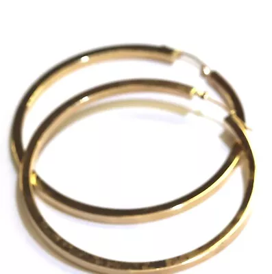 10k Yellow Gold Hoop Huggie Earrings Tube Hollow Large 2.25  3.8g Estate Vintage • $199.99