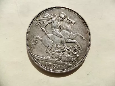 VICTORIA.  Silver  Crown 1889  Not Polished. • $12.33